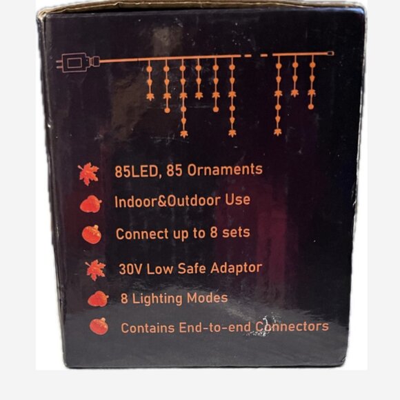 85 LED Pumpkin Maple Acorn Icicle String Lights Indoo r/ Outdoor 8 Modes 30V - Picture 2 of 2